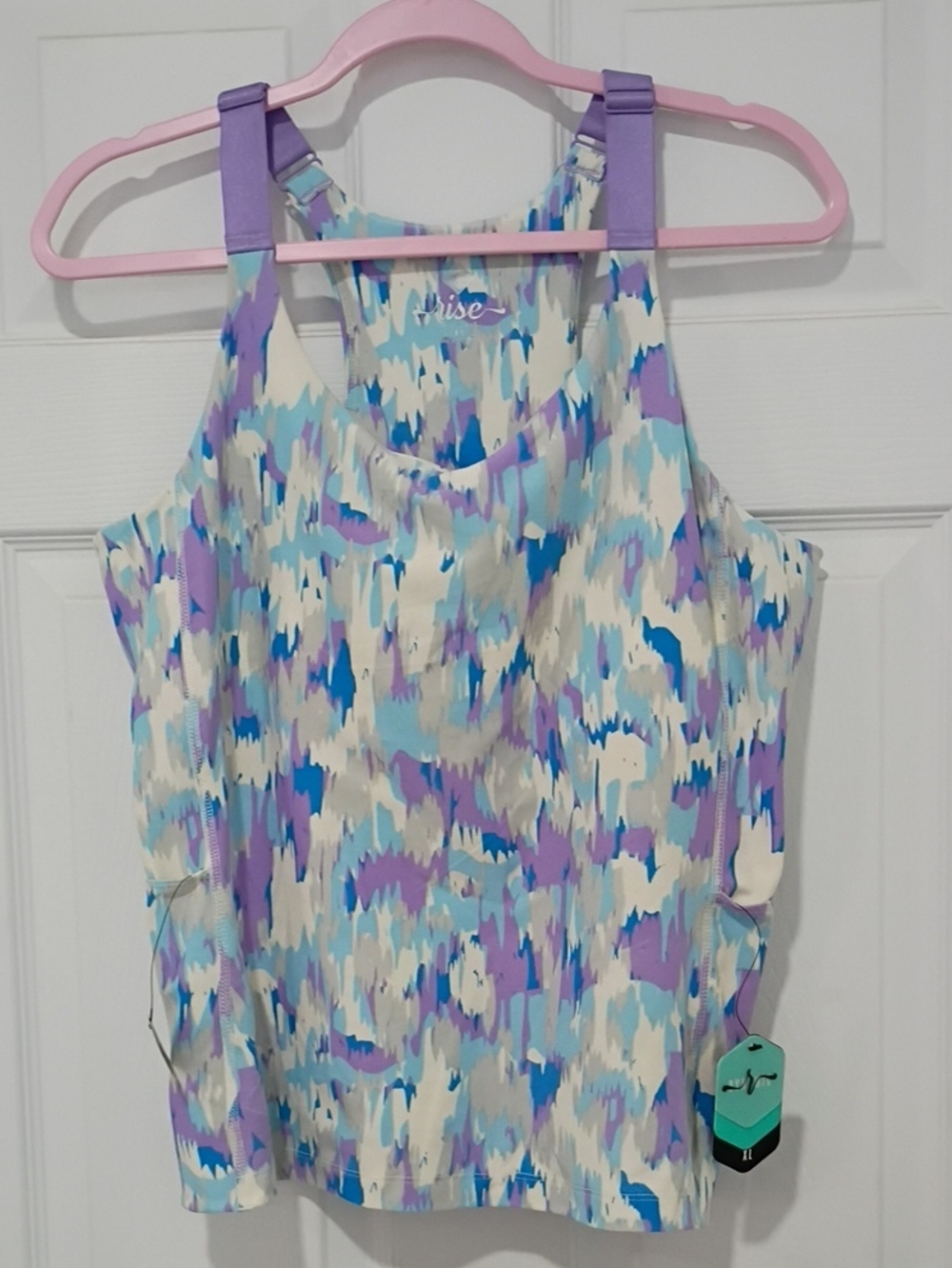 LuLaRoe Pastel Purple, Blue & Cream Abstract Print Racerback Tank Top
